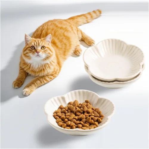 Tazones de comida para gatos, platos de cerámica para gatos, plato para comida, agua y aperitivos, 4.72 pulgadas, uso en interiores y exteriores,