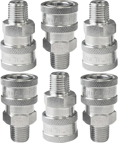Miniatura 16 de Essential Washer Enchufe macho NPT de 1/4 pulgadas de acero inoxidable Accesorios de conexión rápida para lavadora a presión 5000 PSI Juego