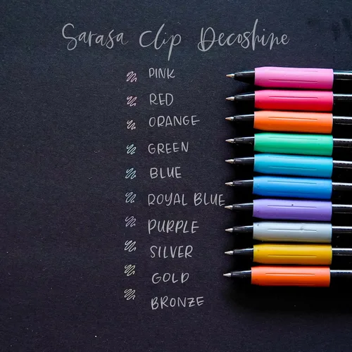Miniatura 5 de Zebra Pen Sarasa Clip Decoshine - Bolígrafo de gel retráctil, punta fina de 0.020 in, colores metálicos surtidos, funciona bien en papel oscuro