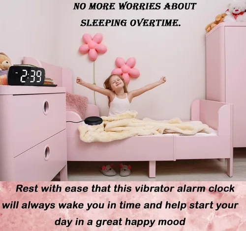 Miniatura 8 de Reloj despertador ruidoso con agitador de cama, reloj despertador vibratorio para personas que duermen con mucha fuerza, reloj despertador digital
