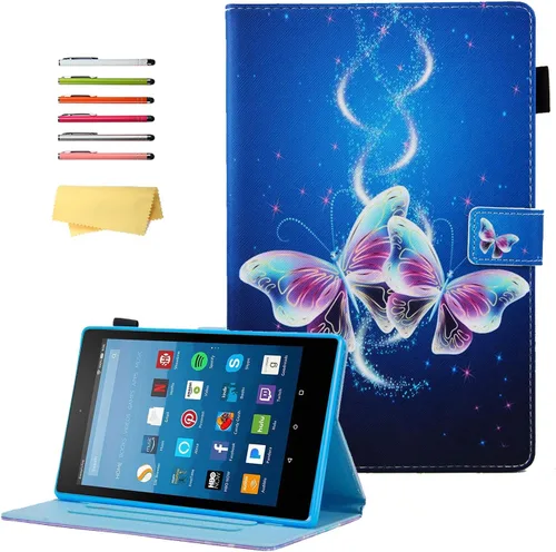 Miniatura 9 de Funda para tablet Fire HD 8 de 8ª/7ª/6ª generación de 8.0 pulgadas con soporte para lápices [encendido y apagado automático] ranuras para tarjetas
