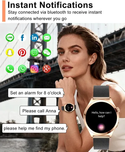 Miniatura 2 de Relojes inteligentes para mujer, 1.27 pulgadas, pantalla táctil TFT, reloj inteligente para responder/hacer llamadas, seguimiento de actividad