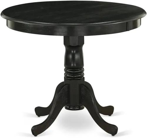 East West Furniture ANT-ABK-TP Mesa de Comedor Antigua - una Mesa Redonda de Cocina con Superficie/Tablero y Base de Pedestal, 36x36 Pulgadas, Negro