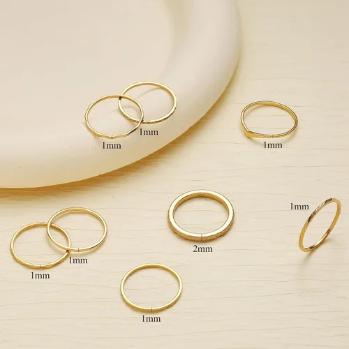 Miniatura 4 de UBGICIG Juego de 8 anillos apilables de acero inoxidable, paquete de anillos finos