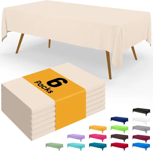 Miniatura 38 de Smiry - Juego de 6 manteles desechables, 54 x 78 pulgadas, manteles impermeables rectangulares para fiestas, cubierta de mesa de plástico