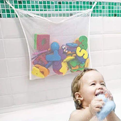 Miniatura 3 de Cesta de malla para niños, bañera de bebé, red de almacenamiento de juguetes, plegable, organizador de bolsa colgante para baño