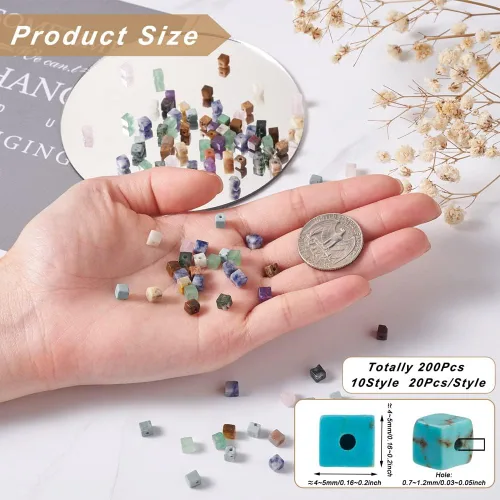 Miniatura 6 de KISSITTY 180 cuentas espaciadoras de piedras preciosas de jaspe azul natural de 0.157 pulgadas (0.157 in), cuentas de cristal semipreciosas, mini