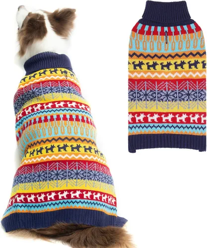 Miniatura 8 de Mihachi Suéter para perro, abrigo de invierno, ropa con rayas coloridas para clima frío, talla M