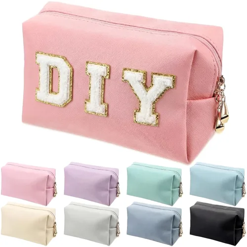 Jexine 9 bolsas de maquillaje de cuero con cremallera bolsa de cosméticos Preppy resistente al agua versátil bolsa de maquillaje organizador de