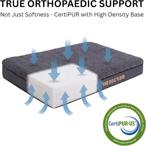 Miniatura 3 de The Dog's Bed - Cama ortopédica para perro, felpa gris grande, impermeable, cama de apoyo con fundas lavables reemplazables, aprobada por Peluche