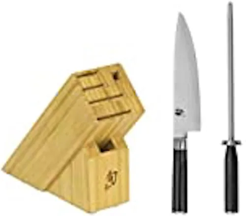 Miniatura 3 de Shun Juego clásico de 3 piezas Build-A-Block, incluye cuchillo de chef de 8 pulgadas, acero para afilar y bloque, juego de cuchillos japoneses