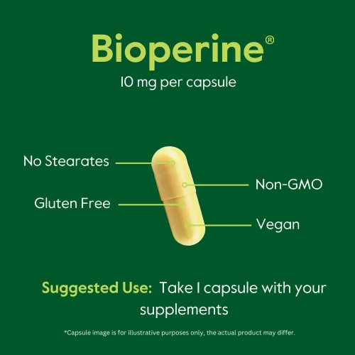 Miniatura 5 de BESTVITE Bioperine 10mg (120 cápsulas vegetarianas) - Sin estearatos - Vegano - Sin OMG - Sin gluten - Potenciador de absorción