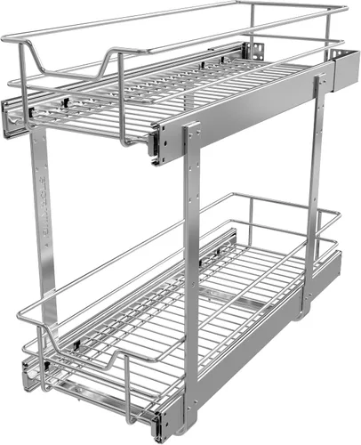Miniatura 19 de Organizador de armario extraíble de 2 niveles de 15 pulgadas de ancho x 22 pulgadas de profundidad, cajones deslizantes para armarios de cocina, 2