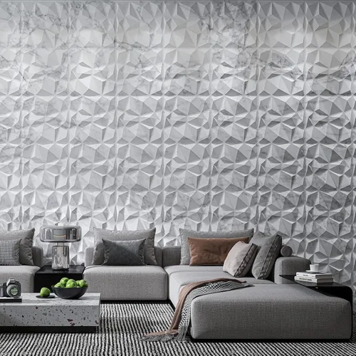 Miniatura 3 de Art3d Textures - Paneles de pared 3D con diseño de diamante de mármol blanco brillante para decoración de pared interior, paquete de 12 azulejos
