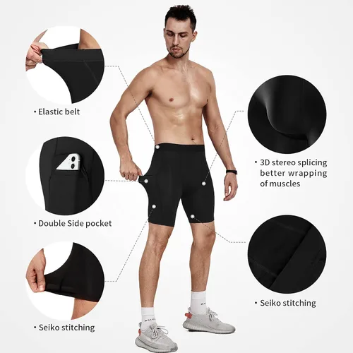 Miniatura 3 de Niksa Pantalones cortos de compresión para hombre, paquete de 3 unidades, ropa interior de compresión para hombre, pantalones cortos deportivos