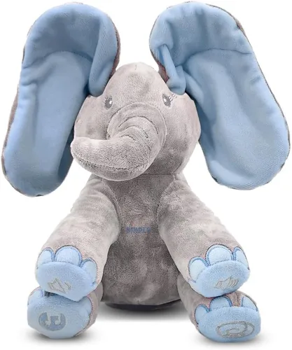 Dimple Kyle Peek A Boo Juguete de Elefante, Elefante de Peluche Interactivo que Canta con Orejas Móviles, Animal de Peluche Musical para Bebés y