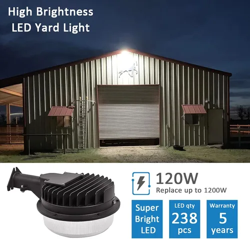 Miniatura 3 de Luz LED de granero de 120 W, iluminación de patio al aire libre del atardecer al amanecer con fotocélula con fotocélula de 5000 K, certificación ETL