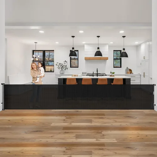 Miniatura 15 de Puerta de Bebé Retráctil Extra Ancha de 85 Pulgadas para Interiores, Puerta de Bebé Extra Larga para Exteriores, Puerta Extra Grande para Perros