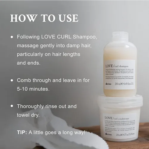 Miniatura 2 de Davines LOVE/Curl Conditioner, Elasticizing & Taming Formula for Wavy or Curly Hair - Protein-Rich Treatment Enhances Volume, Softness & Control