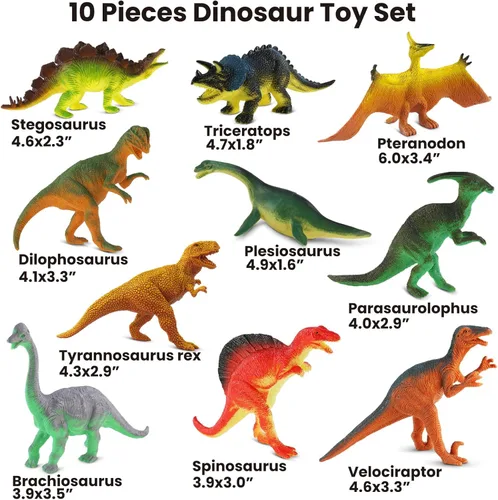 Miniatura 2 de Zippytots Juguetes de Dinosaurio para Niños de 3 a 5, Juego de 10 Piezas de Figuras de Dinosaurio de Plástico Realistas Incluyendo T-Rex