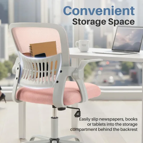 Miniatura 7 de DUMOS Silla de Computadora para Oficina en Casa - Silla Ergonómica de Respaldo Medio con Soporte Lumbar y Modo Mecedor, Altura Ajustable con Brazo