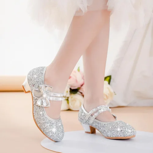 Miniatura 2 de Motasha Zapatos de vestir para niñas, zapatos de tacón bajo para niñas, zapatos de tacón bajo, Mary Jane, Navidad, boda, fiesta, zapatos brillantes