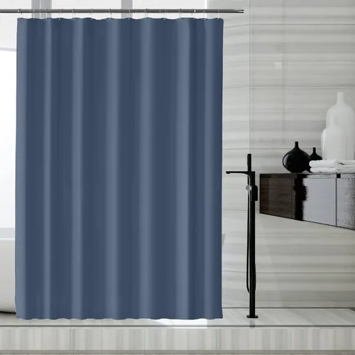 LLSCL Cortina de ducha de tela azul con contrapeso inferior, calidad de hotel impermeable, 72 x 72 pulgadas, lavable a máquina Azul marino