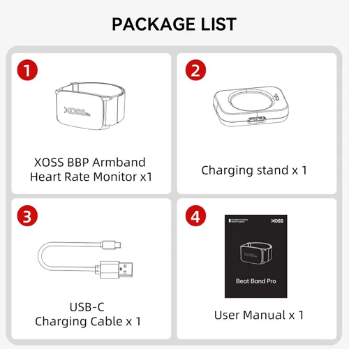 Miniatura 7 de XOSS BBP Heart Rate Monitor Armband with Bluetooth5.0 & ANT+, IPX68 Waterproof & Rechargeable 60Hour Battery Life Monitor Watch for Exercise