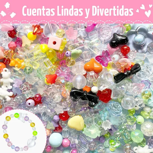 Miniatura 3 de Xmada 750 PIEZAS Cuentas acrílicas surtidas - Colores pastel, estrellas, mariposas para hacer pulseras, 12 colores de cuentas surtidas para joyería
