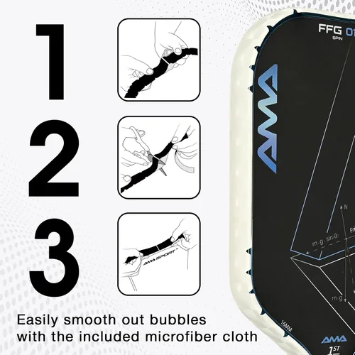 Miniatura 155 de PICKLETECH Cinta de protección de pala de pickleball – Protector de borde de cabeza de paleta – Cinta de protección de borde de raqueta ajuste gris