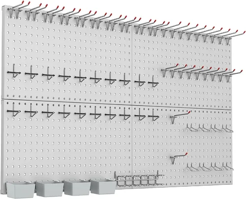 Miniatura 8 de WALMANN Kit de tablero de clavijas de metal con accesorios para pared, herramientas de garaje, sistema de tablero de clavijas para garaje, banco