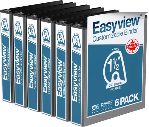 Miniatura 10 de Easyview - Carpetas prémium de 3 anillas con cubiertas transparentes y anillos en D, carpetas para escuela u oficina, 5 pulgadas, paquete de 4