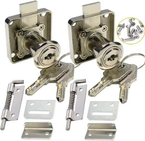 Miniatura 12 de Cerradura de seguridad pesada para armario con llaves (con llave similar), puerta doble individual, uso general, se adapta a paneles de madera
