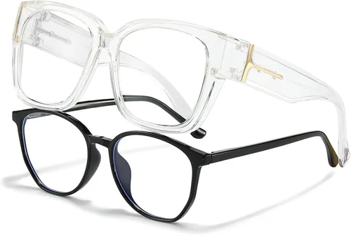Miniatura 14 de LVIOE Lentes con filtro de luz azul para mujeres y hombres, anteojos de bloqueo de luz azul de gran tamaño para llevar sobre anteojos LB7511