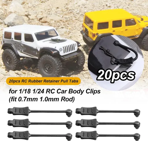Miniatura 4 de HobbyPark 20 lengüetas de goma RC para clips de cuerpo de automóvil RC 1/18 1/24 (se ajusta a varilla de 0.028 in y 0.039 in)