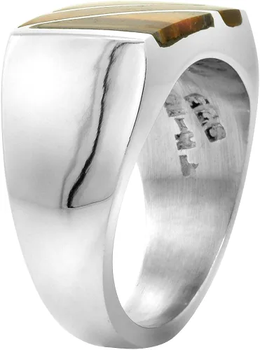 Miniatura 3 de Anillo de plata de ley con diseño de ojo de tigre, rectangular, diagonal, parte trasera sólida, hecho a mano, tamaños 9-13