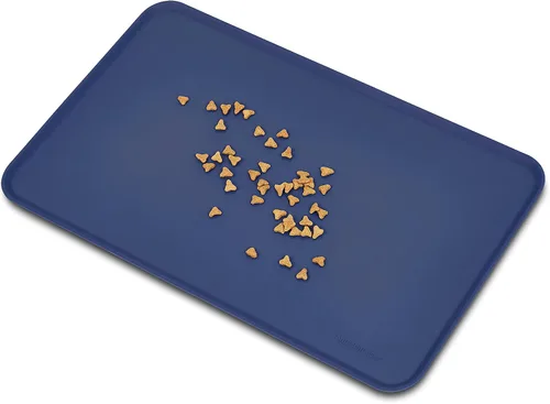 Miniatura 3 de Amazon Basics - Tapete de silicona antideslizante e impermeable para platos de comida y agua de mascotas - 18.5 x 11.5 pulgadas, color azul