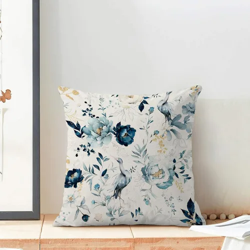 Miniatura 3 de AEIOAE Fundas de Almohada de Primavera de 16x16 Pulgadas Juego de 2, Azul Marino Aguamarina Verde Azulado Vintage con Flores y Pájaros Fundas