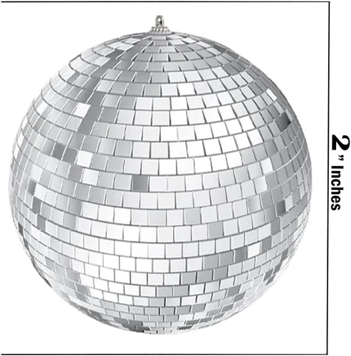 Miniatura 2 de Bola de discoteca de espejo de 12 pulgadas, bola colgante plateada de 2 pulgadas con cuerda adjunta, refleja la luz, recuerdo de fiesta