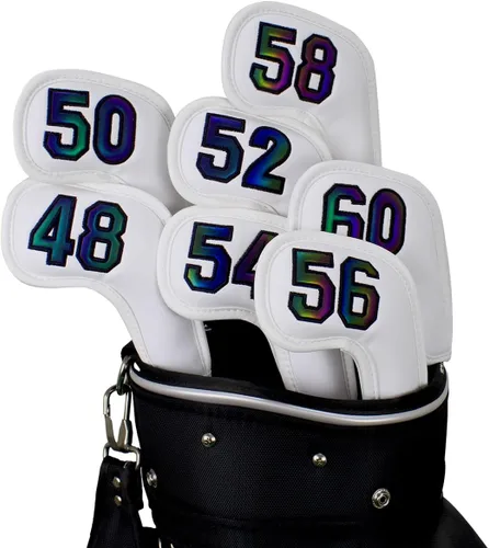 Miniatura 8 de Scott Edward Prof 7pcs Cuña de cuero Golf Iron Head Covers Club Protector Impermeable y Resistente a los arañazos 48 50 52 54 56 58 60 grados