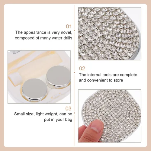 Miniatura 4 de Healifty Estuche para lentes de contacto portátil Kit de viaje para lentes de contacto con espejo y pinza de espejo, botella de solución