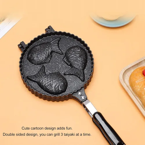 Miniatura 8 de Sartén para hacer gofres de pescado, para hacer gofres de aluminio, calefacción uniforme de doble cara, sartén Taiyaki para barras de aperitivos