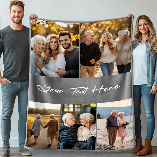 Miniatura 14 de Mantas personalizadas con 1 foto y texto impreso en Estados Unidos Manta personalizada con imagen de 30 x 40 pulgadas Mantas personalizadas