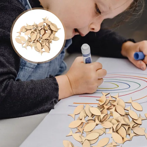 Miniatura 8 de EXCEART 100 piezas de recortes de madera sin terminar 1.575 x 0.748 in de madera de tilo en blanco para pintar, manualidades y decoración