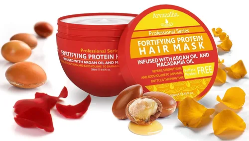 Miniatura 4 de Arvazallia Paquete de mascarilla y tratamiento de aceite de argán - Máscara hidratante de proteína con aceite de argán premium para reparación