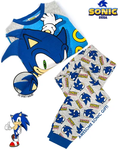 Miniatura 3 de Sonic The Hedgehog Pijama para niños, disfraz de personaje azul para niños, Gris