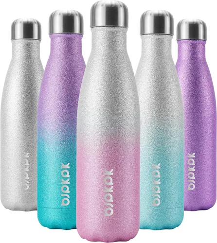 Miniatura 100 de BJPKPK Botella de Agua Aislada 17oz Botellas de Agua de Acero Inoxidable Apta para Lavavajillas Metal Térmica Mantiene Frío y Caliente, Gris Niebla