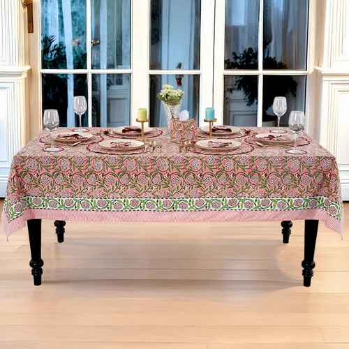 Miniatura 57 de Ridhi - Mantel cuadrado 100% algodón con estampado en bloque, lavable, para Halloween, Acción de Gracias, Navidad, fiestas, bodas, decoración