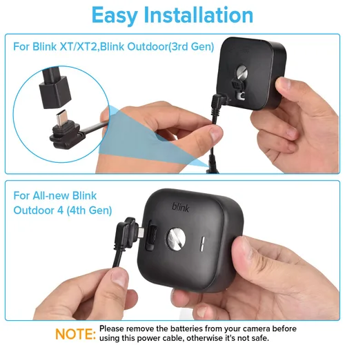 Miniatura 6 de 2 paquetes de 25 pies/7.5m Adaptador de alimentación para Blink Outdoor 4 (4ª generación) y (3ª generación) & Blink XT2/XT, Cable de extensión plano
