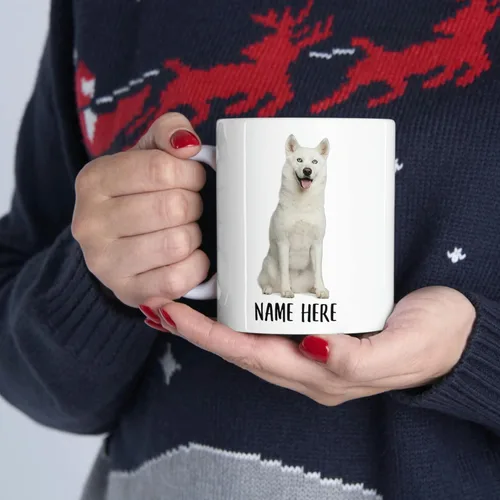 Miniatura 5 de Funny Siberian Husky Blanco Personalizado Nombre Navidad 2025 Regalos Taza de Café Blanco 11 Oz